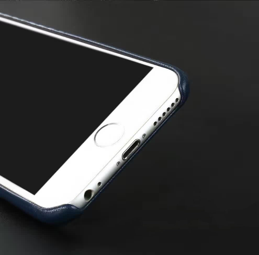 Edle Leder Hülle Tasche iPhone 7 Plus Blau