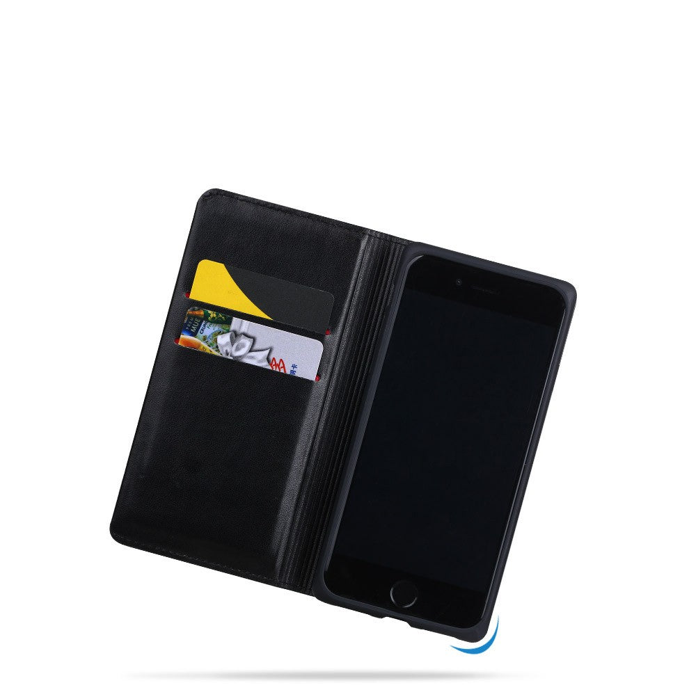 Gewebte Leder Book Hülle iPhone 7 Plus Schwarz
