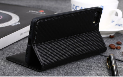 Gewebte Leder Book Hülle iPhone 7 Plus Schwarz