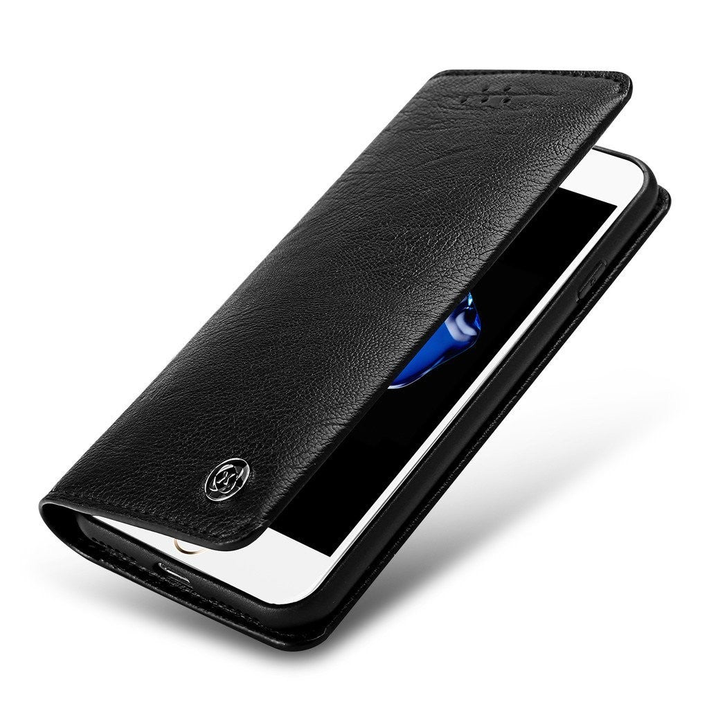 XUNDD Leder Book Hülle iPhone 7 Plus Schwarz