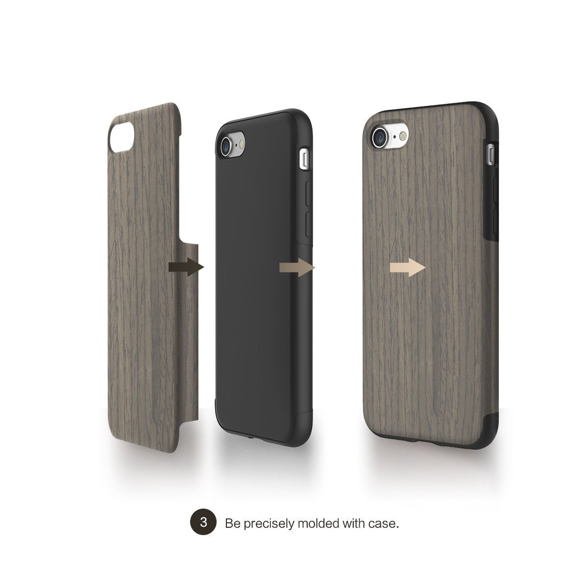 ROCK Holz Cover Hülle für iPhone 7 Black Rose