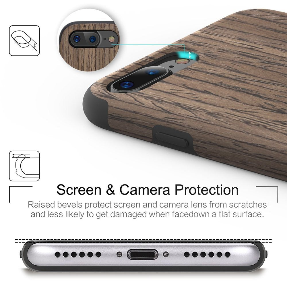 ROCK Holz Cover Hülle für iPhone 7 Plus Black Rose