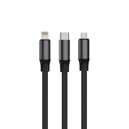 Rixus RXUC61 3-in-1 Ausziehbares Schnellladekabel – Schwarz (1,7 m)