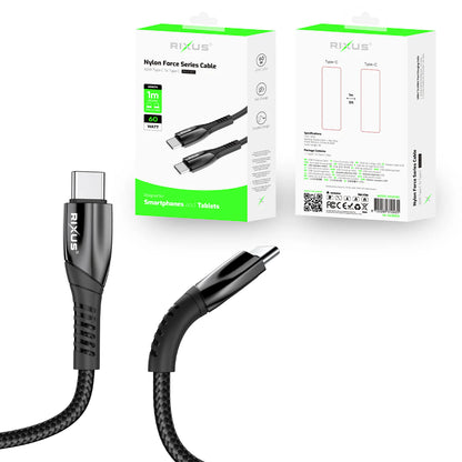 Rixus  Legierung USB-C Datenkabel (100cm, 60W, Schwarz) - Phonebazaar