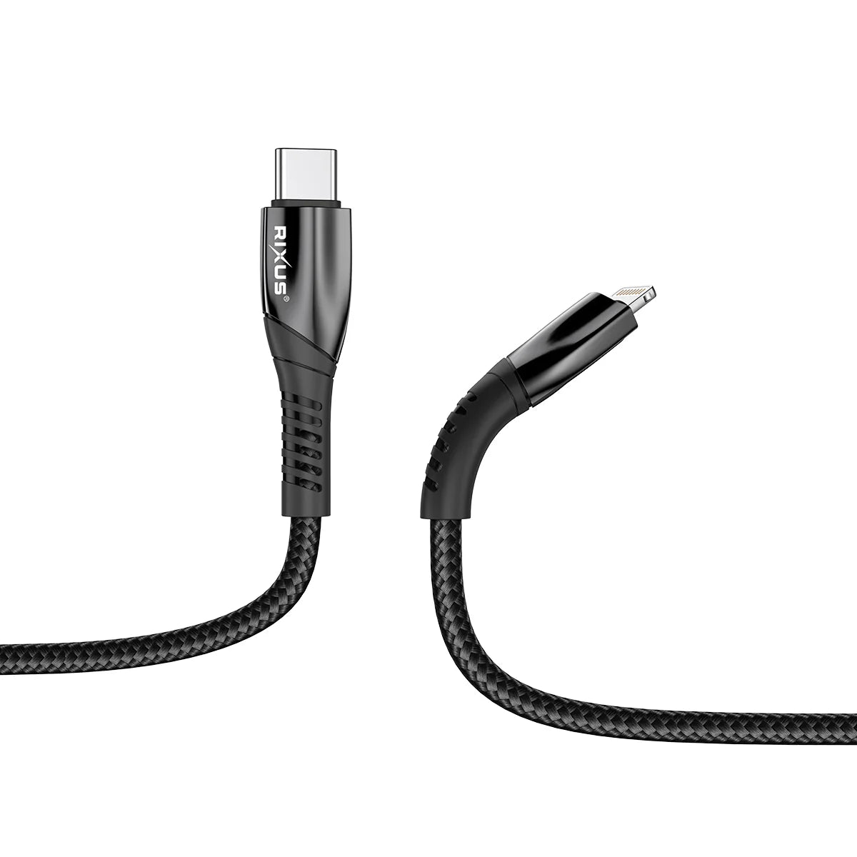 Rixus USB-C zu Lightning Kabel (100cm, Schwarz) – Auto Disconnect, 20W - Phonebazaar