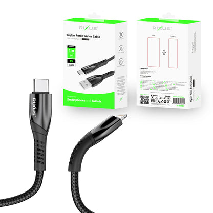 Rixus USB-C zu Lightning Kabel (100cm, Schwarz) – Auto Disconnect, 20W - Phonebazaar
