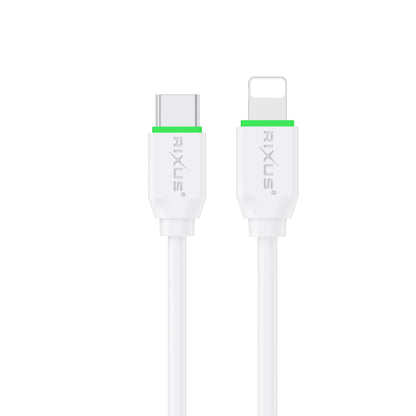 Rixus Lightning Ladekabel – USB-C, 30cm, Weiss