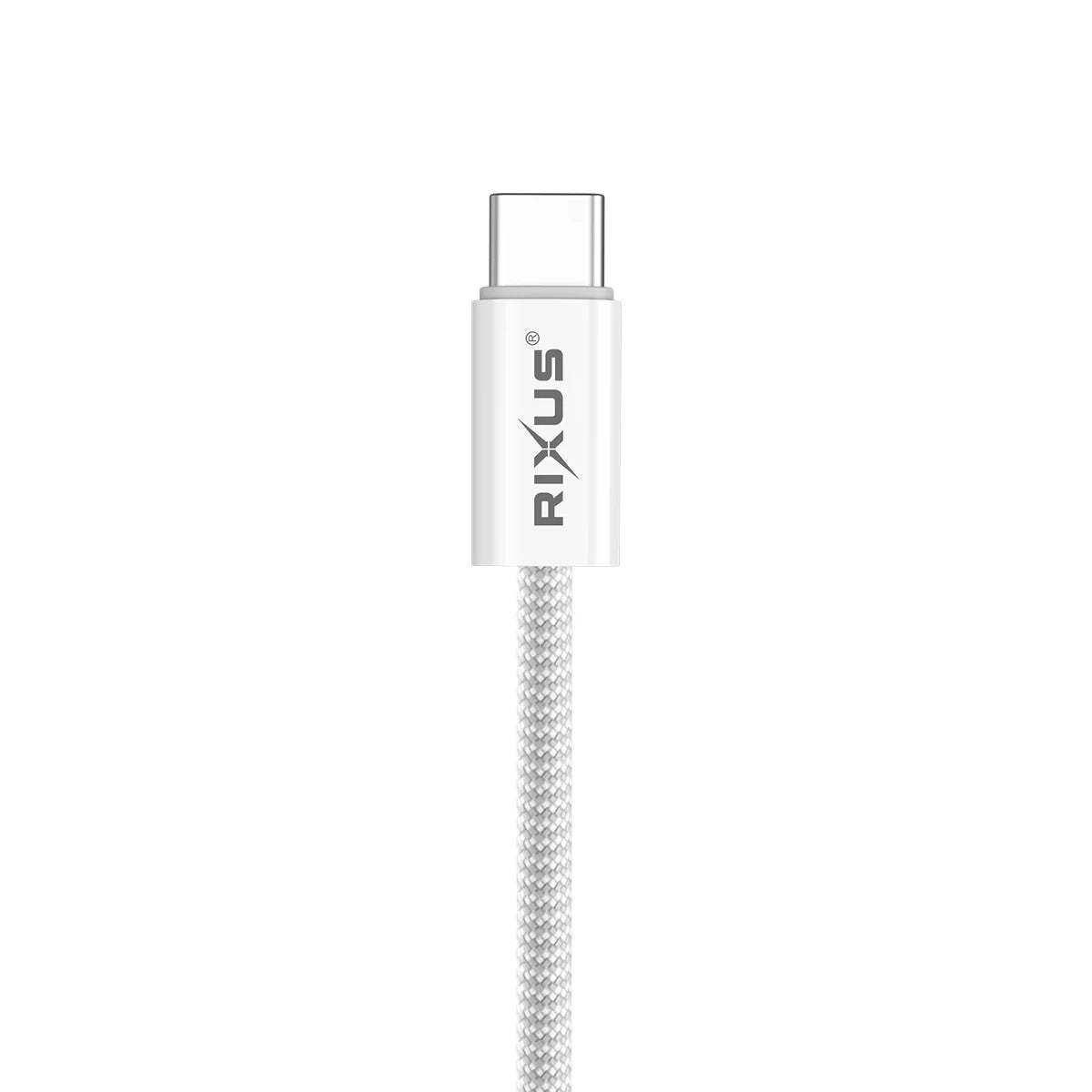 Rixus Schnellladekabel – USB-C zu USB-C, 180cm, Weiss, Geflochtenes Nylon