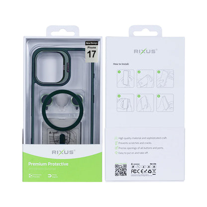 Rixus iPhone 17 Case – MagSafe mit Kamera Glas Schutz Grün