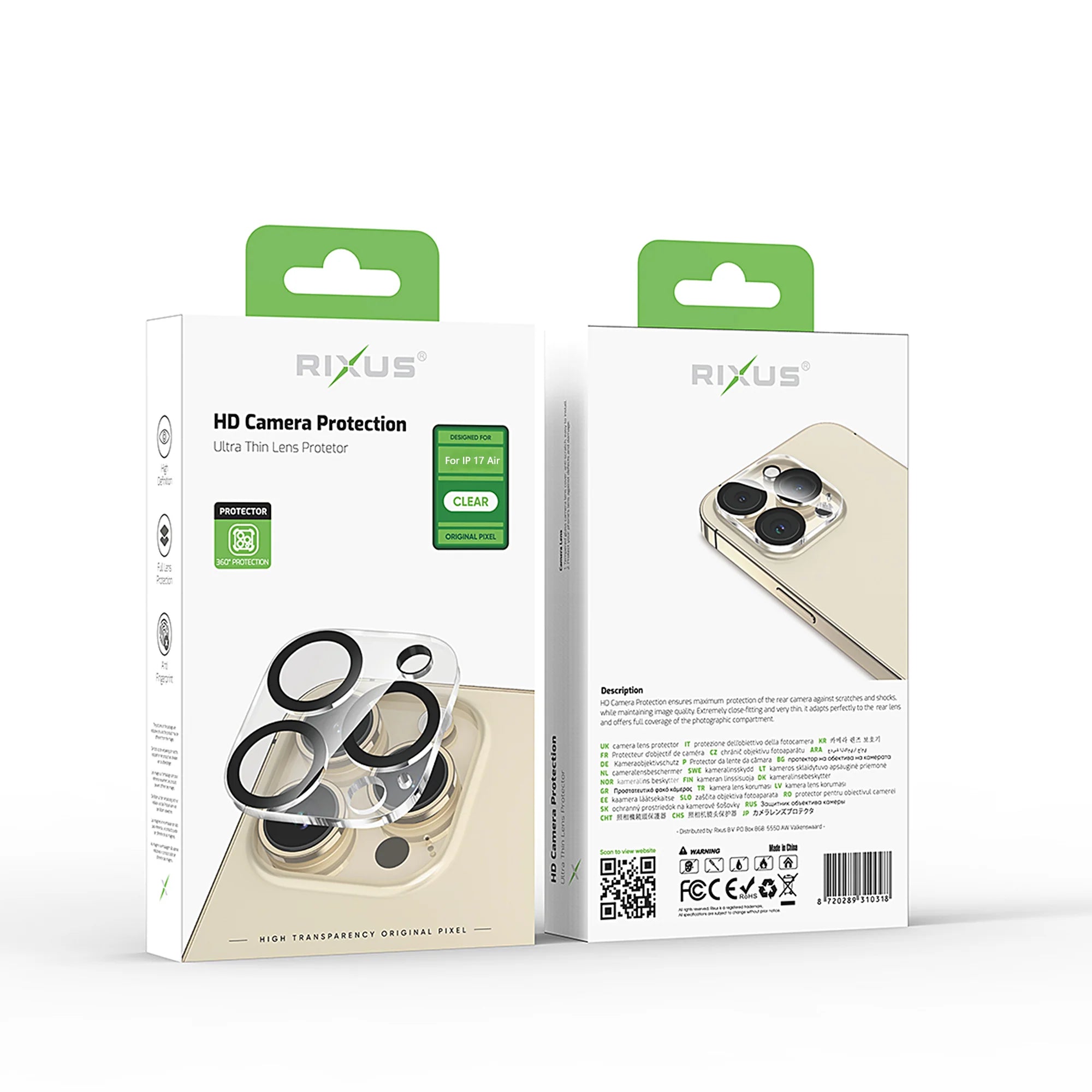 Rixus HD Kamera Schutz – Clear Tempered Glass für iPhone 17 Air