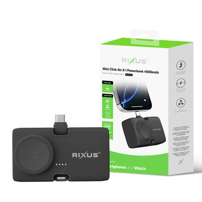 Rixus | Mini Click-On 3-in-1 Powerbank 4500mAh