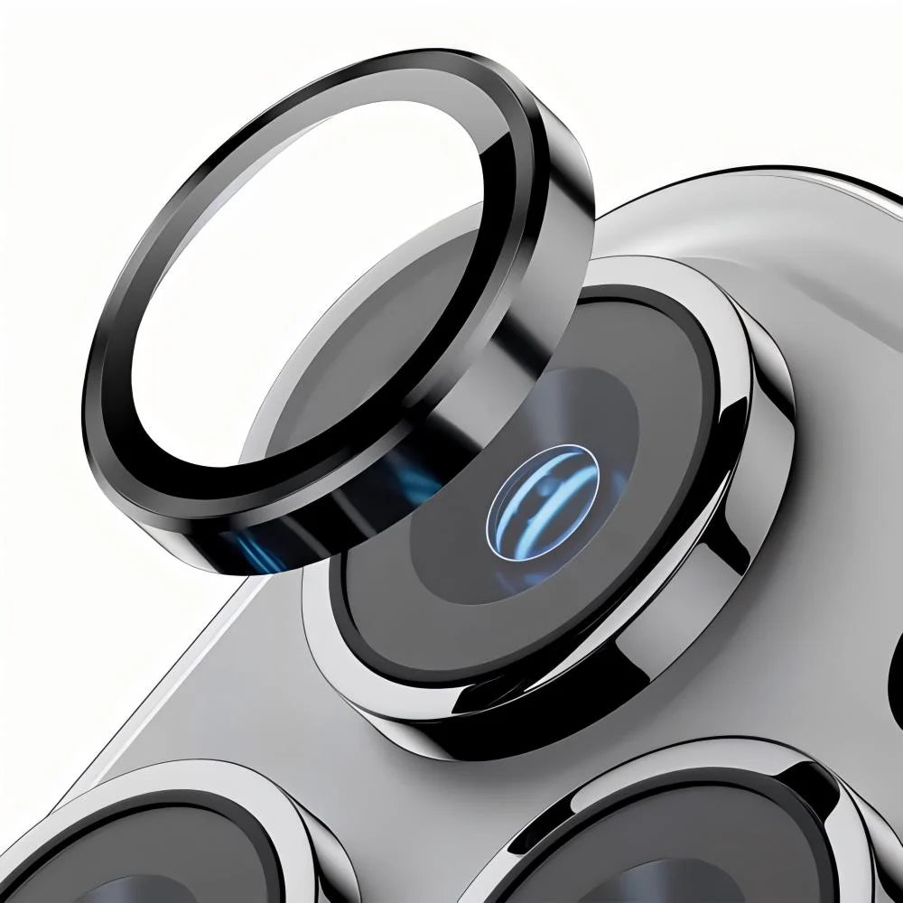 Rixus Metal Shield Kamera Schutz Gehärtetes Glas – iPhone 17 Air, iPhone 17 Pro, iPhone 17 Pro Max  Schwarz - Phonebazaar