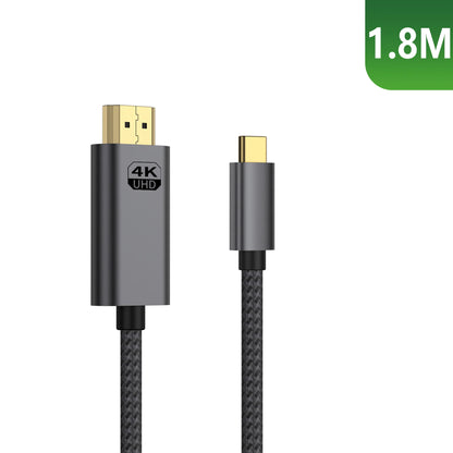 Rixus RXHU15 USB-C zu HDMI Kabel 4K, 1,8m mit geflochtener Ummantelung für stabile Bildübertragung.