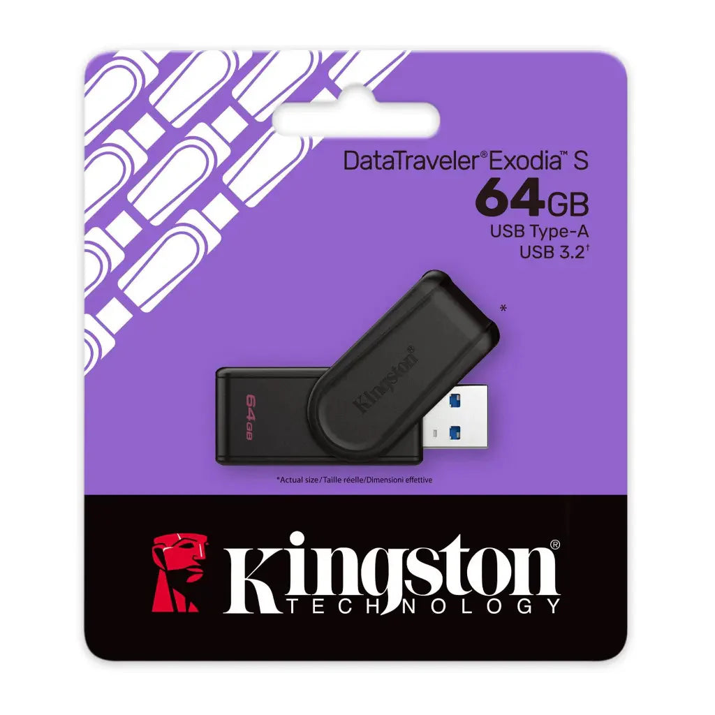 Kingston DataTraveler Exodia S 64GB USB-A 3.2 Flash Drive – Schwarz (Original)