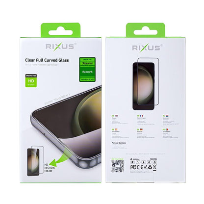 Rixus Clear HD Vollflächiges, gebogenes Panzerglas für Xiaomi Redmi 15