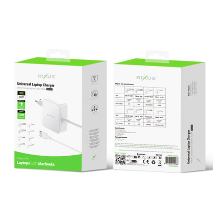 Rixus RXLC93 Universal Laptop Ladegerät 100W mit 8 Anschlüssen – Weiss