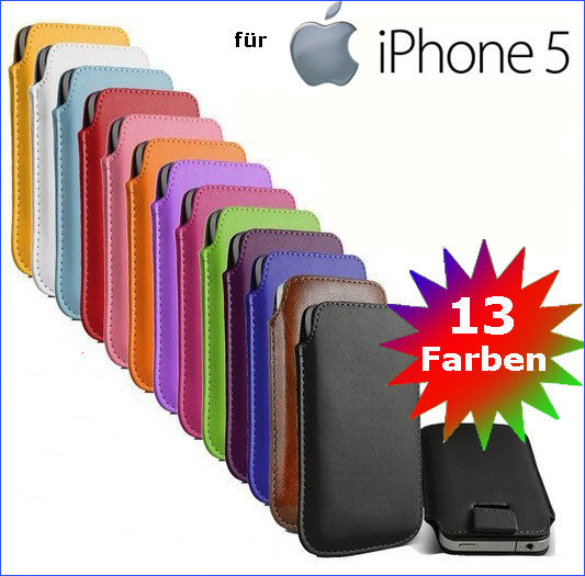 Edles Slim Pull Tab Leder Tasche Hülle Etui iPhone 5 / 5S / SE