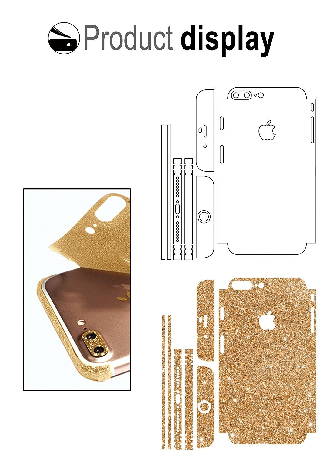iphone 7 Plus Gold Bling Aufkleber Schutz-Folie Sticker Skin