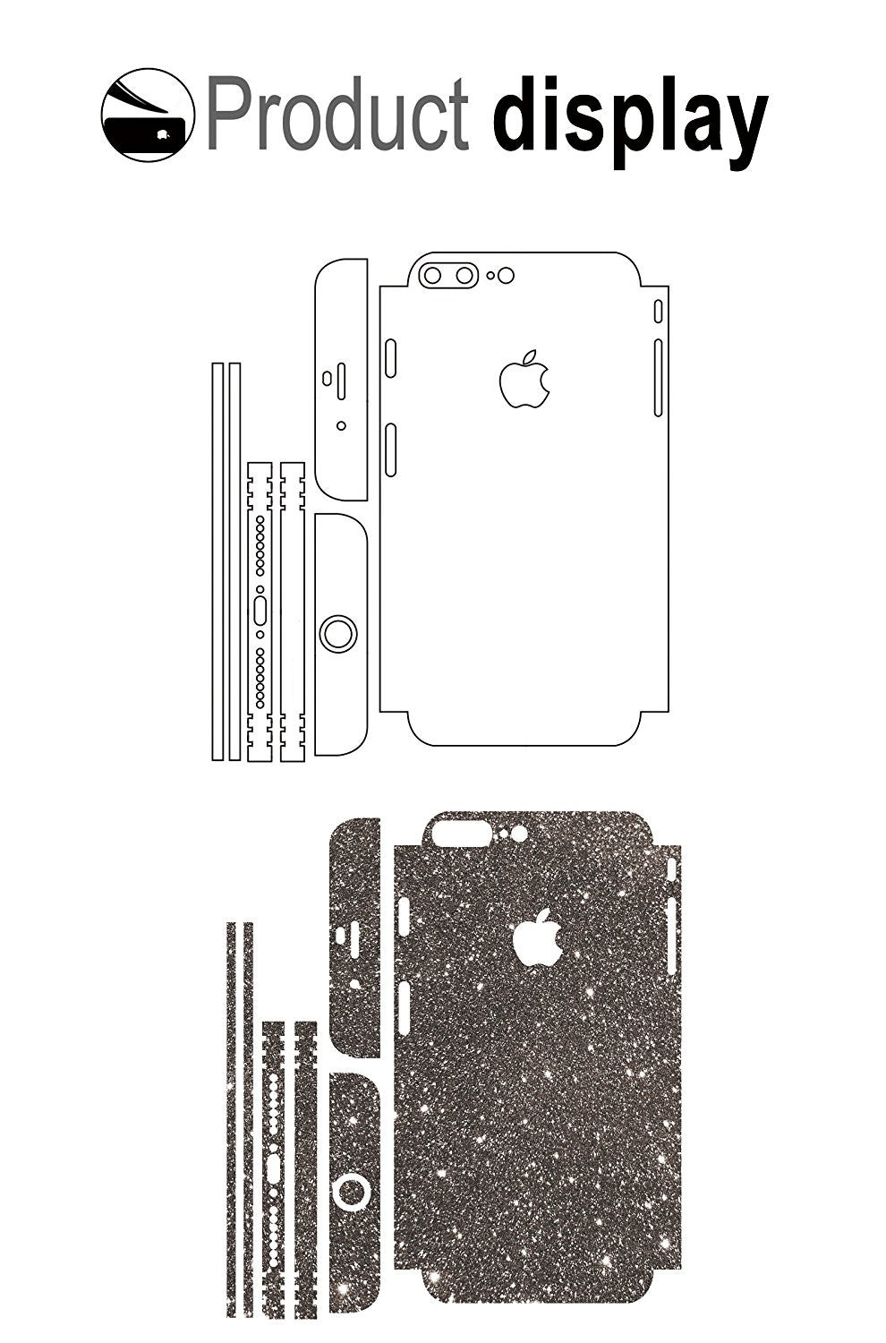 iphone 7 Plus Schwarz Bling Aufkleber Schutz-Folie Sticker Skin