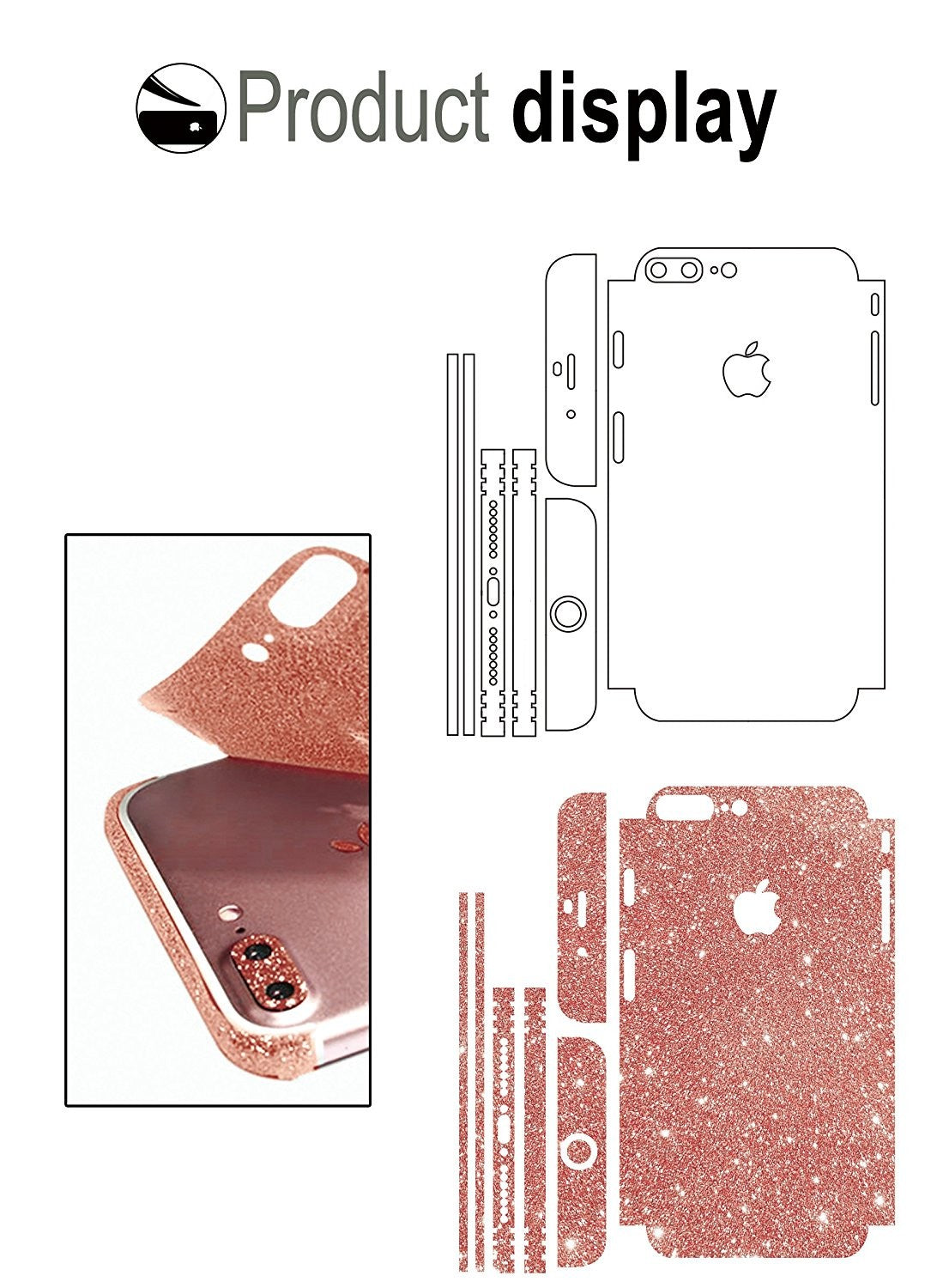 iphone 7 Plus Rosegold Bling Aufkleber Schutz-Folie Sticker Skin