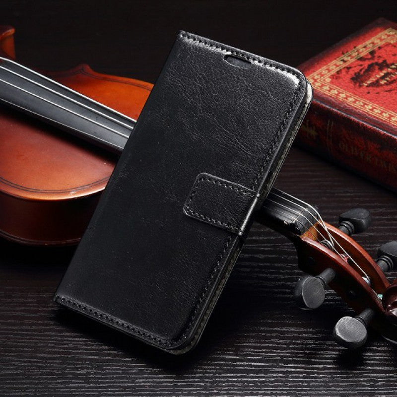 Schwarz Leder Tasche Etui Galaxy S8