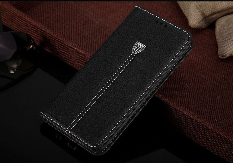 Schwarz Edel Leder Etui Galaxy S8 Plus