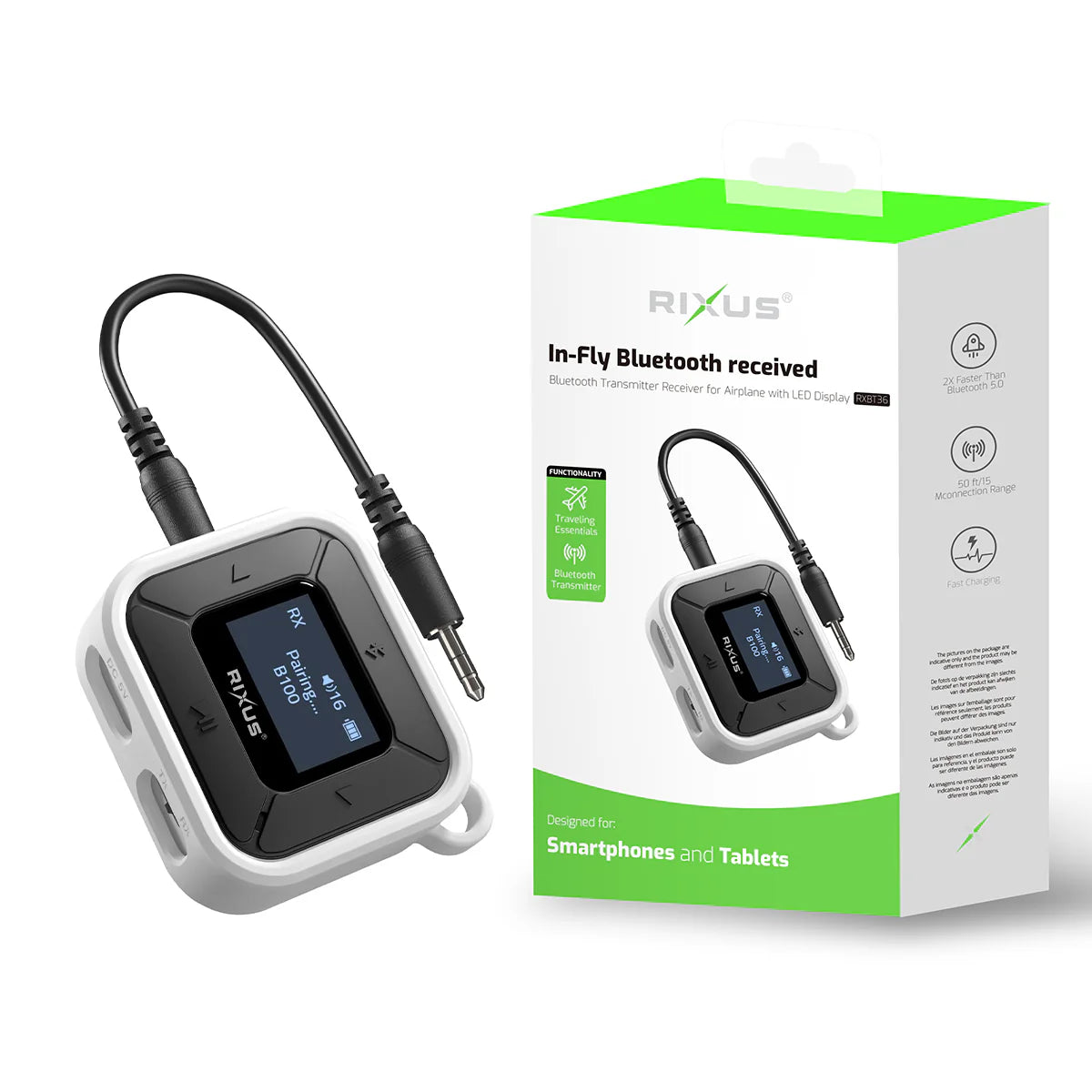 Rixus In-Fly Bluetooth Receiver mit LED Display CarPlay