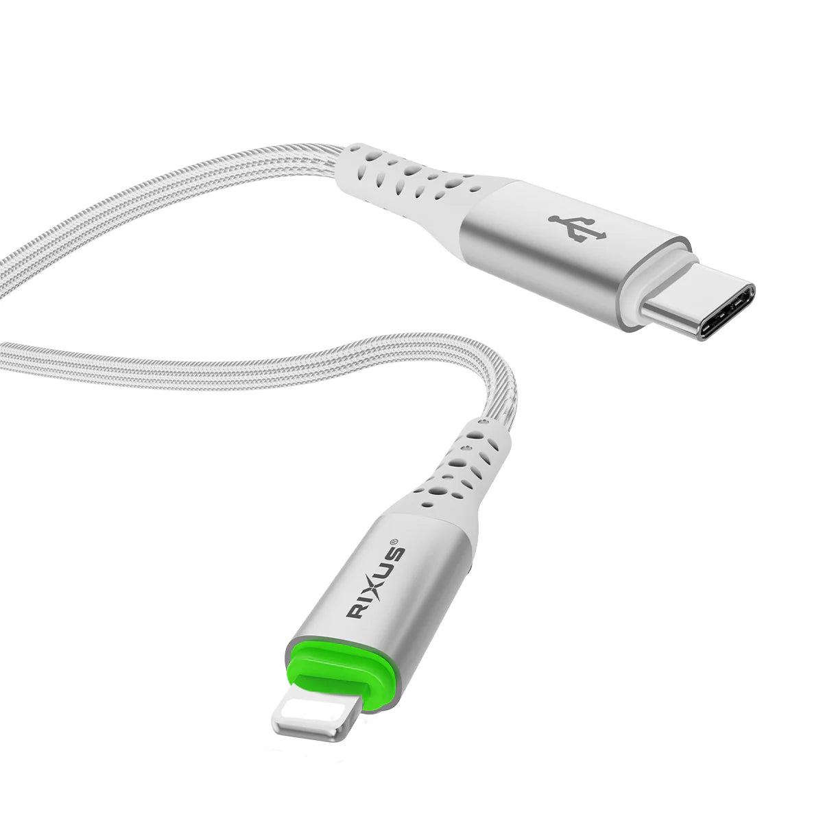 Rixus USB-C zu Lightning Kabel (100cm, Weiss) – Auto Disconnect, 30W