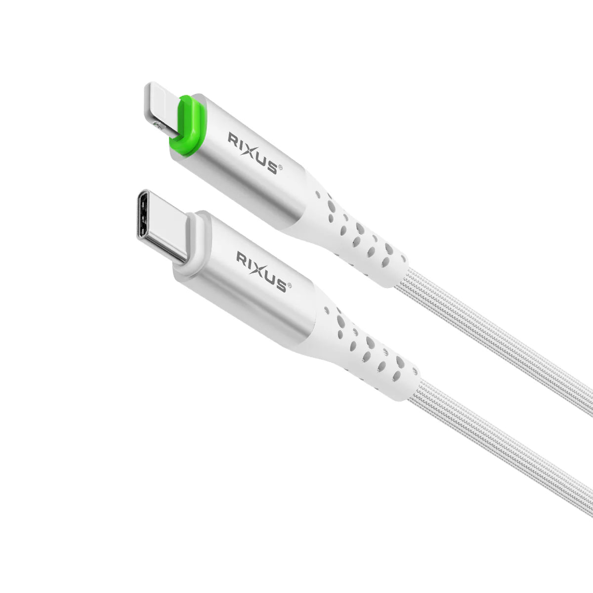 Rixus USB-C zu Lightning Kabel (100cm, Weiss) – Auto Disconnect, 30W