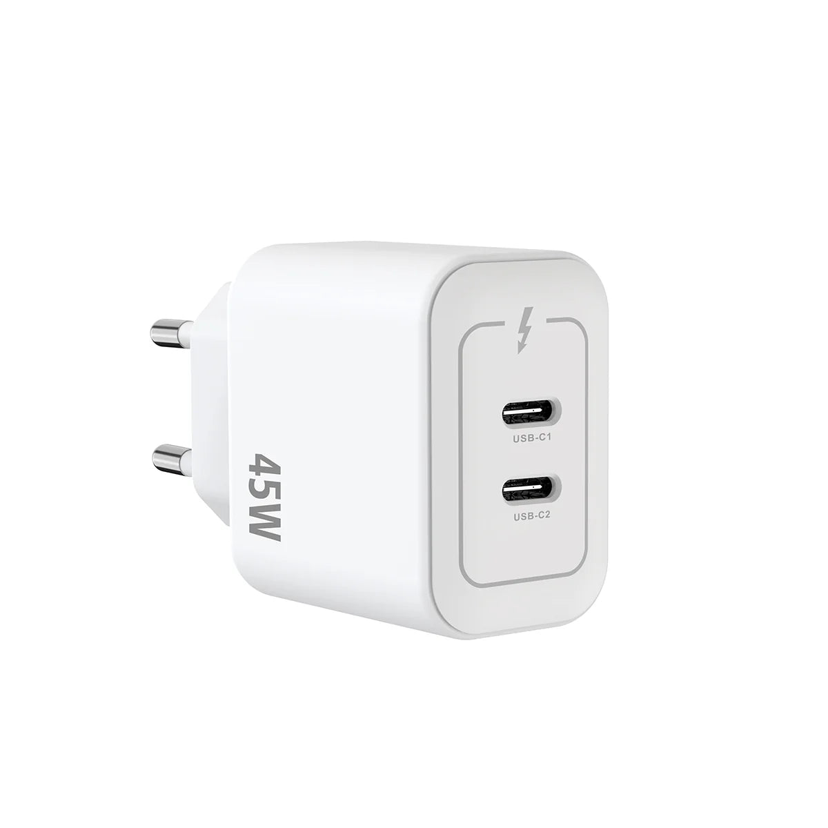 Rixus 45W GaN Dual USB-C Schnellladeadapter – White