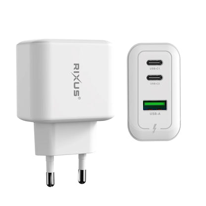 Rixus RXHC67, 65W GaN Multi Port Power Adapter Weiss