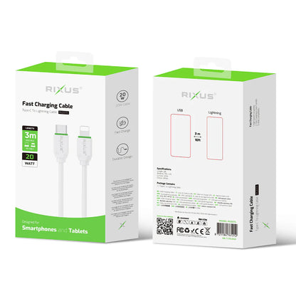 Rixus RX2017AC 3 Meter USB auf Type-C Daten- und Schnellladekabel