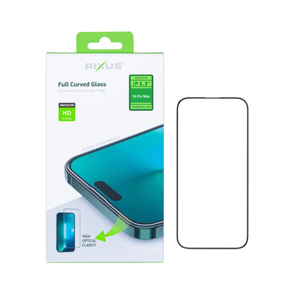 Rixus, iPhone 16 Pro Max Gehärtetes Glas (Gekrümmter Rand)