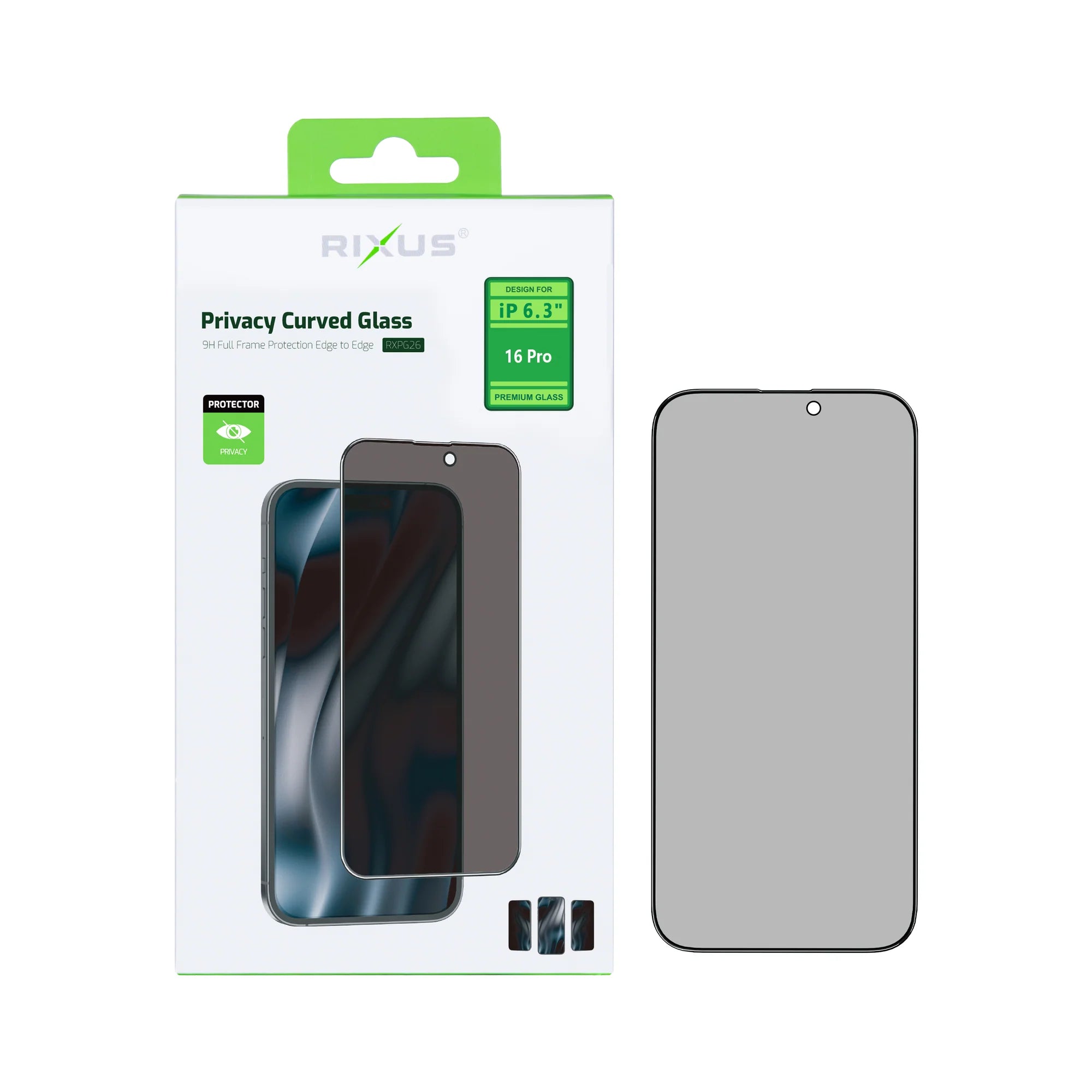 Rixus,  iPhone 16 Pro Gehärtetes Glas (Datenschutz)