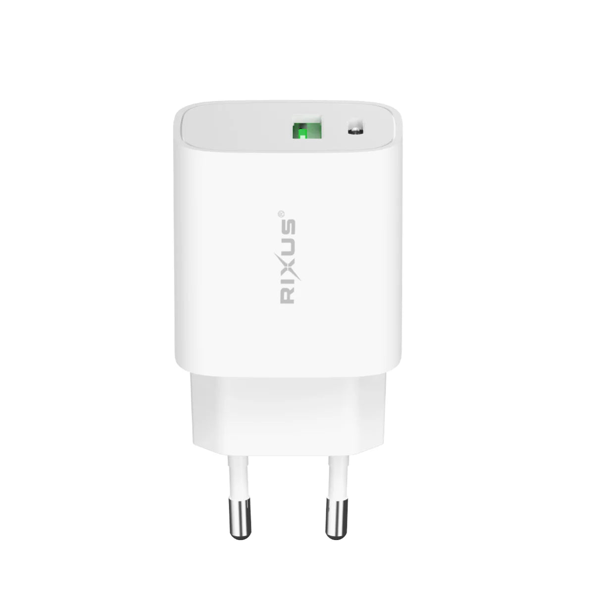 Rixus RX90L Adapter mit USB-C + USB-A Ausgang und Lightning Kabel 100cm 20W - Phonebazaar
