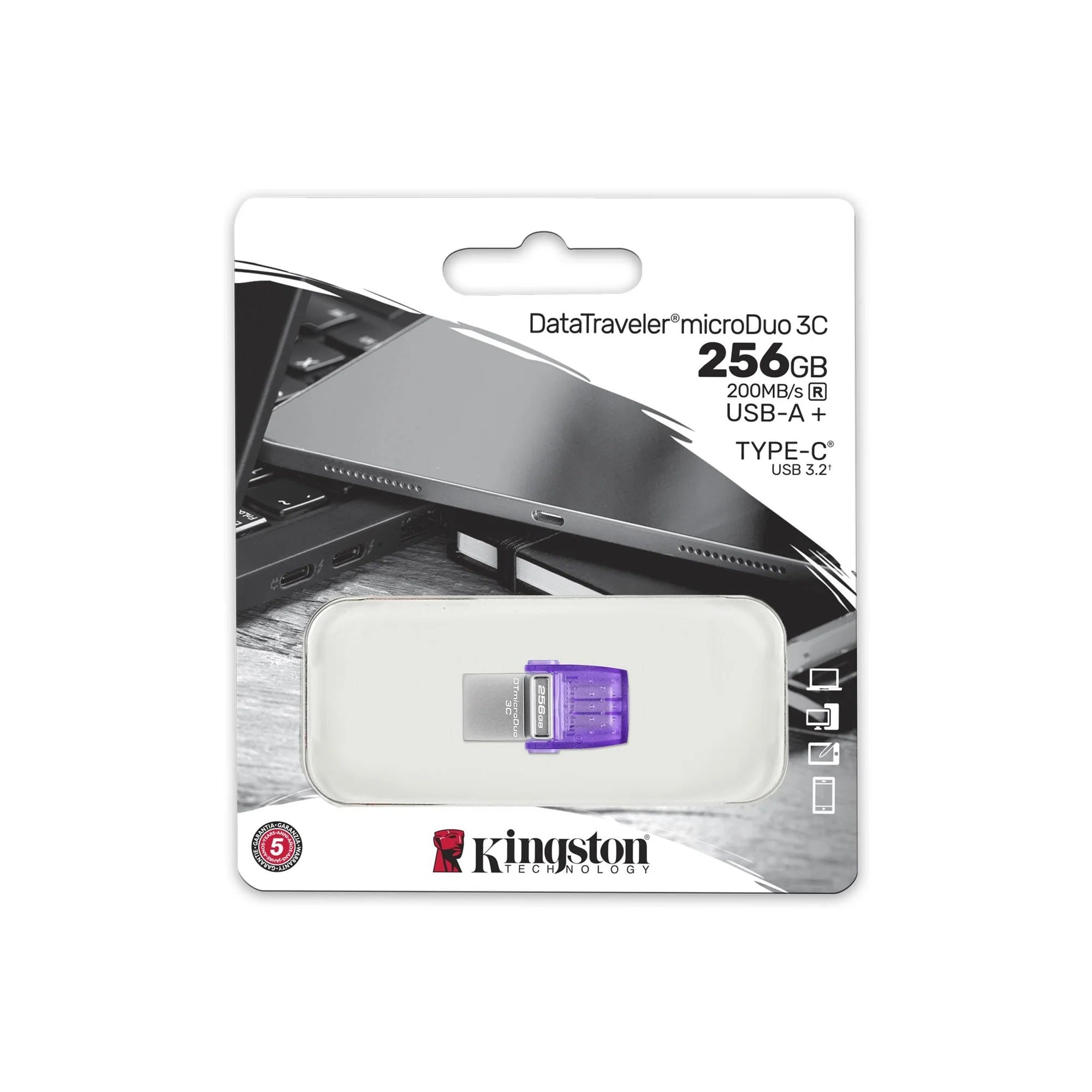 Kingston DataTraveler microDuo 3C 256GB USB 3.2 Gen 1 – Dual-Anschluss (Original)
