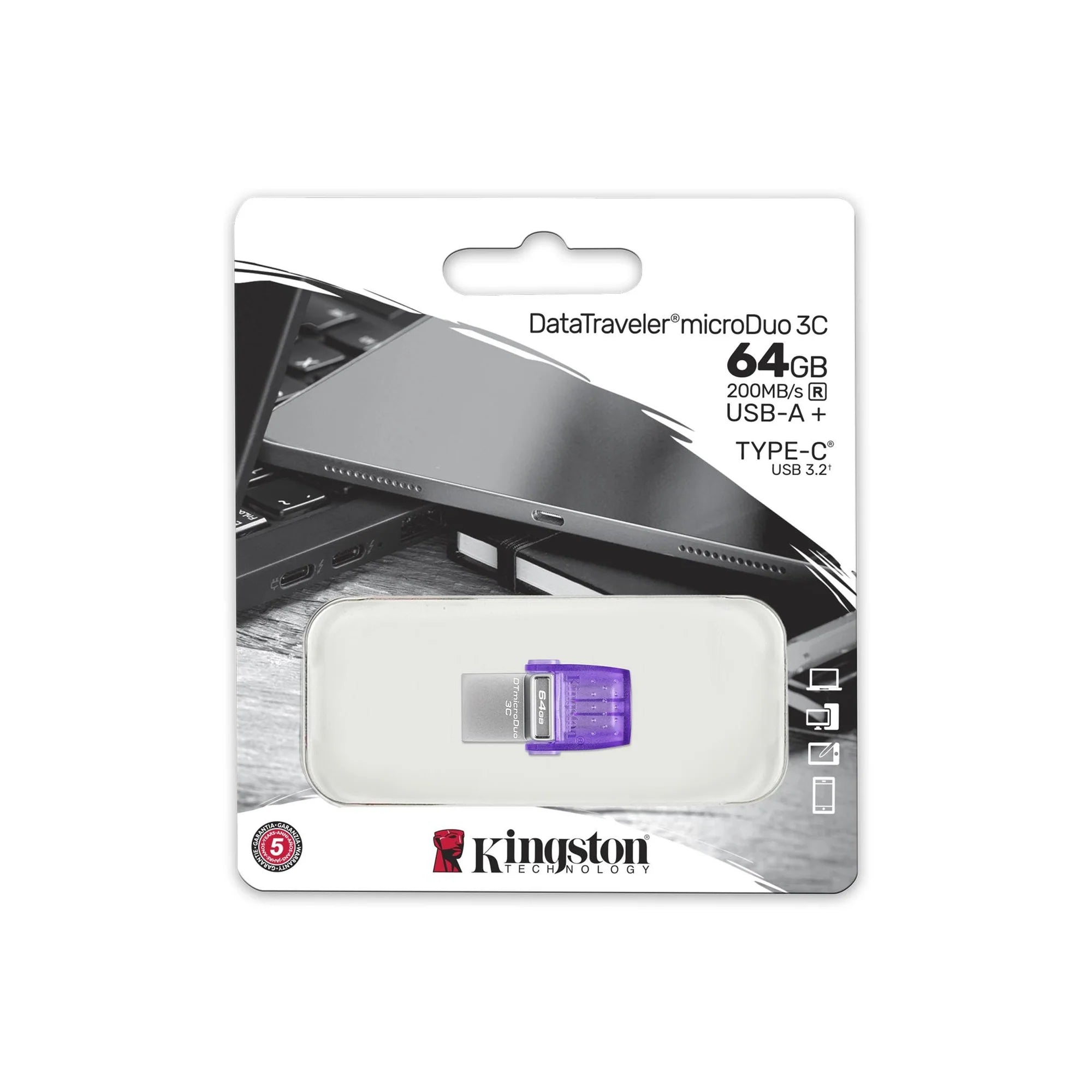 Kingston DataTraveler microDuo 3C 64GB USB 3.2 Gen 1 – Dual-Anschluss (Original)