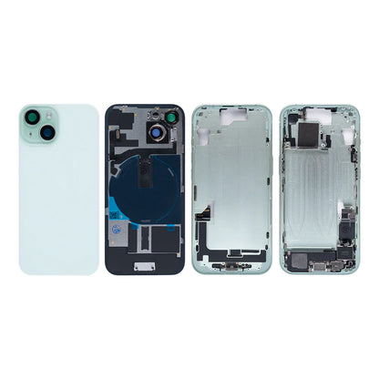 Für iPhone 15 Komplettes Gehäuse inkl. aller Kleinteile ohne Akku und Rückkamera(Schwarz, Weiss, Blau, Gelb, Rosa)