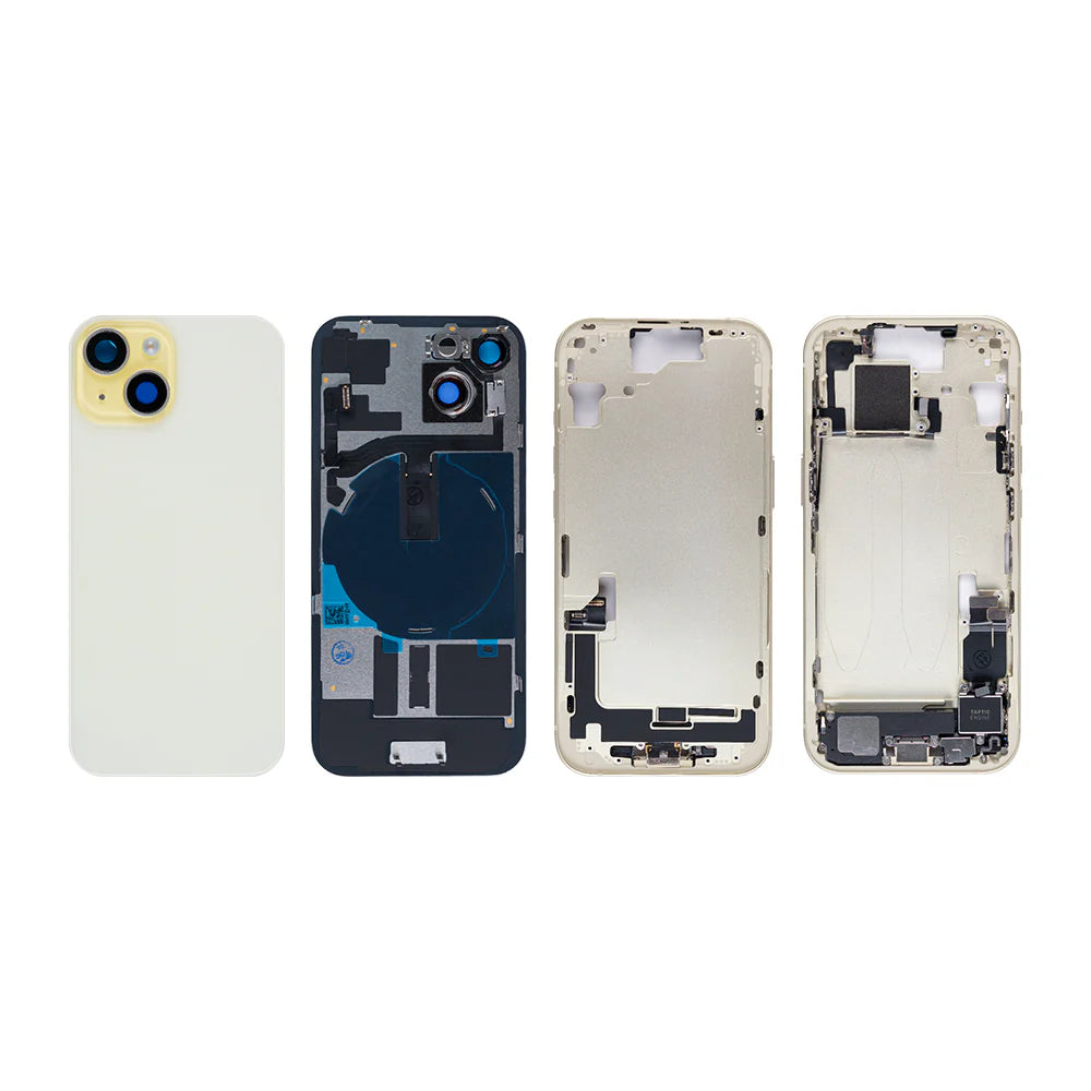 Für iPhone 15 Komplettes Gehäuse inkl. aller Kleinteile ohne Akku und Rückkamera(Schwarz, Weiss, Blau, Gelb, Rosa)