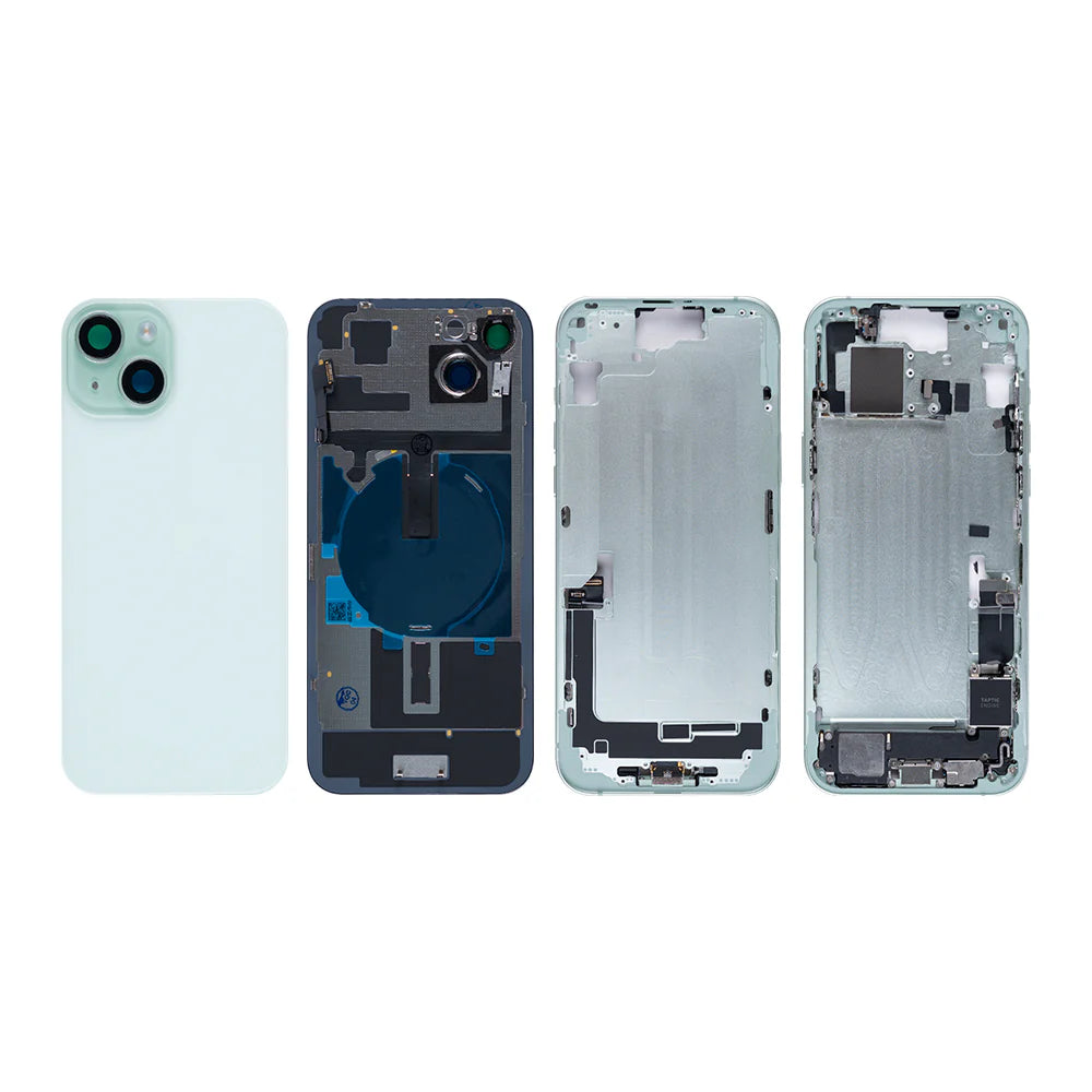Für iPhone 15 Plus Komplettes Gehäuse einschliesslich aller Kleinteile, ohne Akku und Rückkamera-Grün, Gelb, Blau, Schwarz, Silber, Rosa