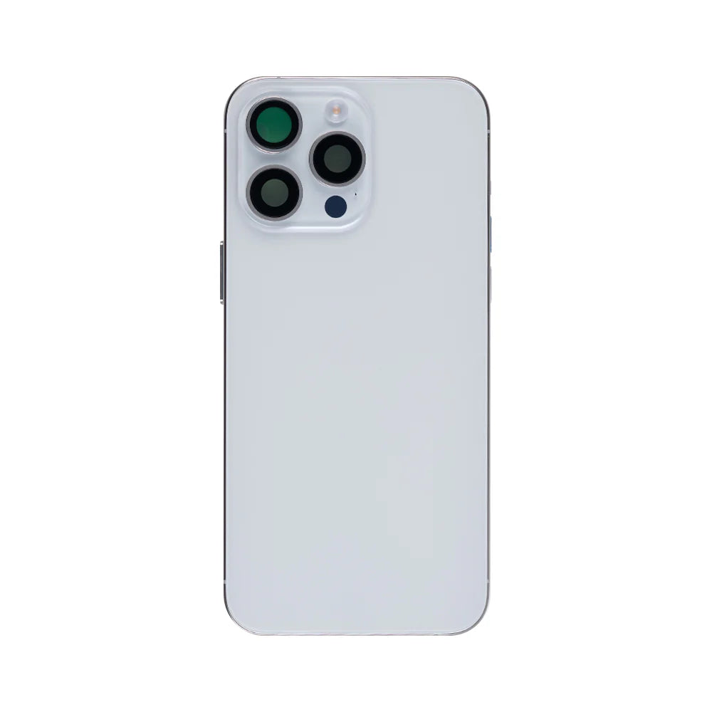 iPhone 15 Pro Max – inkl. aller Kleinteile, ohne Akku und Rückkamera (Weiß – Titanium Look)