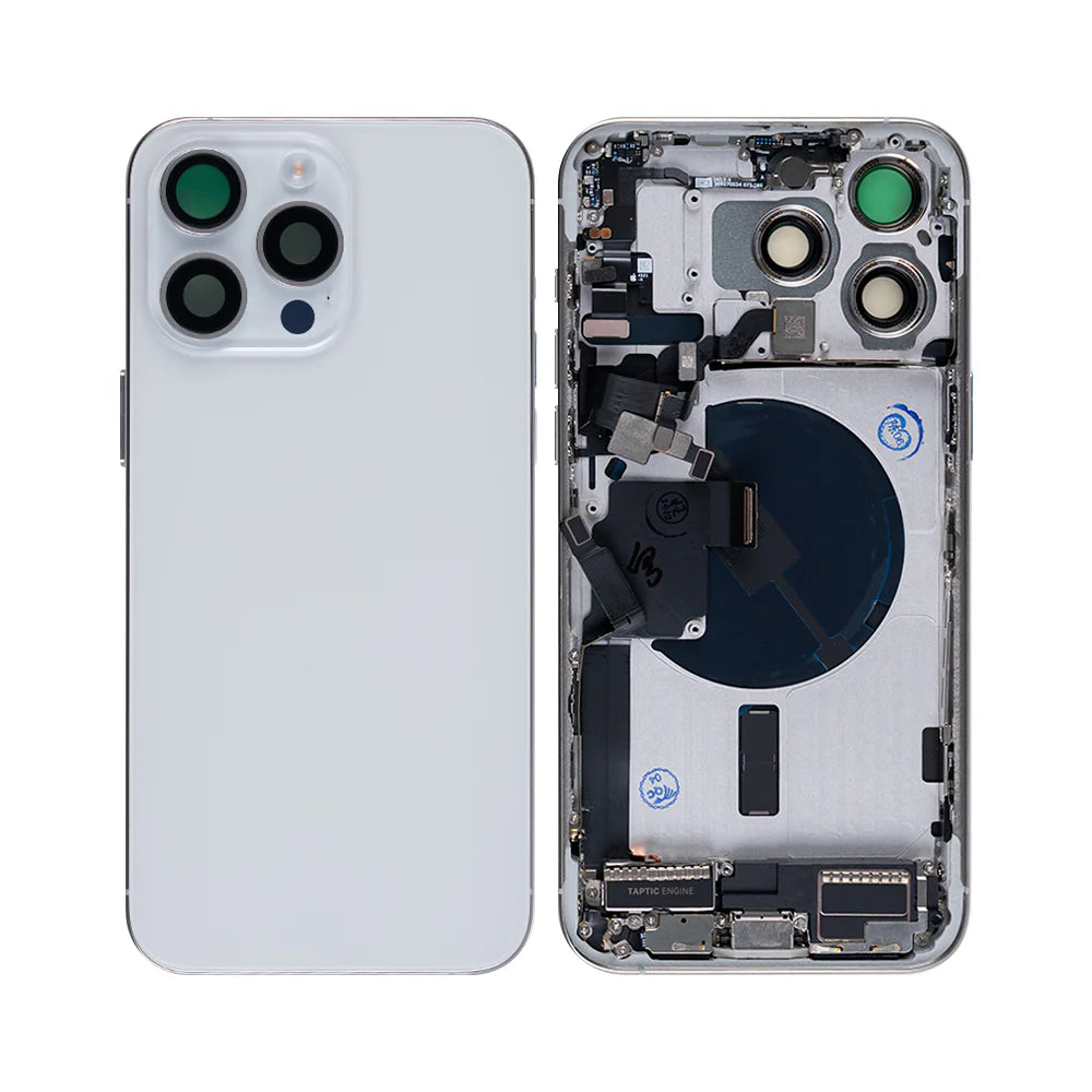 iPhone 15 Pro Max – inkl. aller Kleinteile, ohne Akku und Rückkamera (Weiß – Titanium Look)