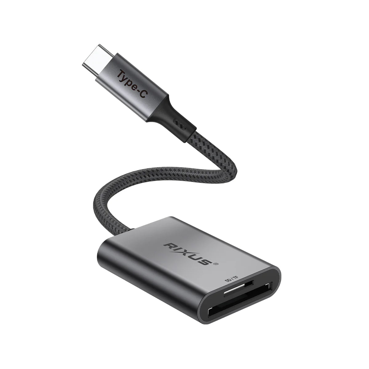 Rixus  USB-C zu SD/TF Kartenleser Adapter – Space Grau - Phonebazaar