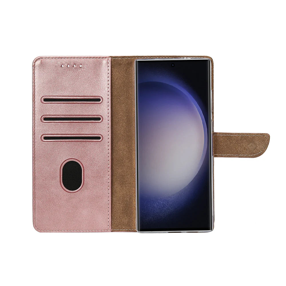 Rixus Book Case Wallet Case für Samsung Galaxy S25 Ultra Rosegold