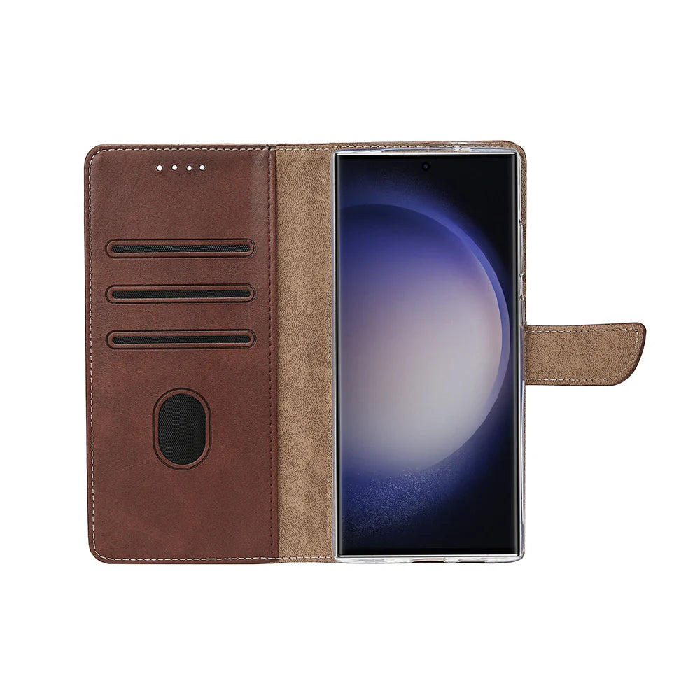Rixus Book Case Wallet Case für Samsung Galaxy S25 Ultra Dunkel Braun