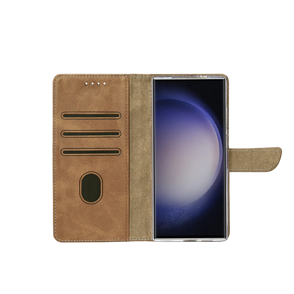 Rixus Book Case Wallet Case für Samsung Galaxy S26 Ultra Light Braun