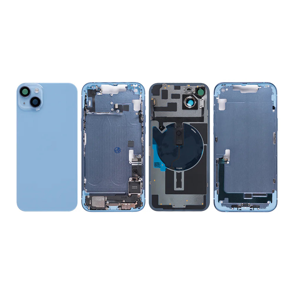 iPhone 14 Plus Rückglas (Mitternacht Schwarz, Violet, Weiss, Braun, Gelb, Rot) mit integrierter NFC-Antenne und vergrössertem Kamerarahmen