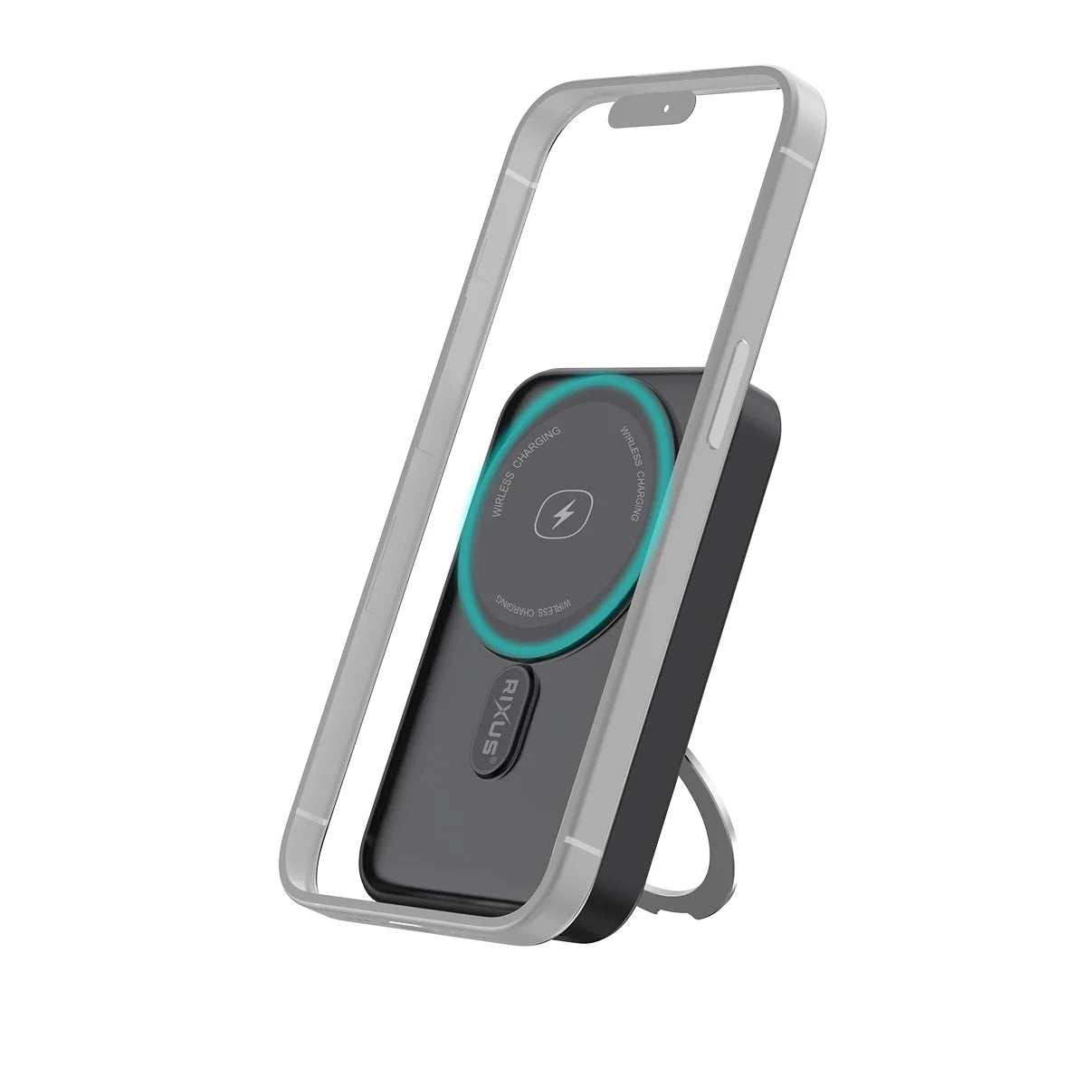 Rixus | MagSafe Powerbank 10.000mAh mit faltbarem Standfuss – Schwarz (RXPB71B)