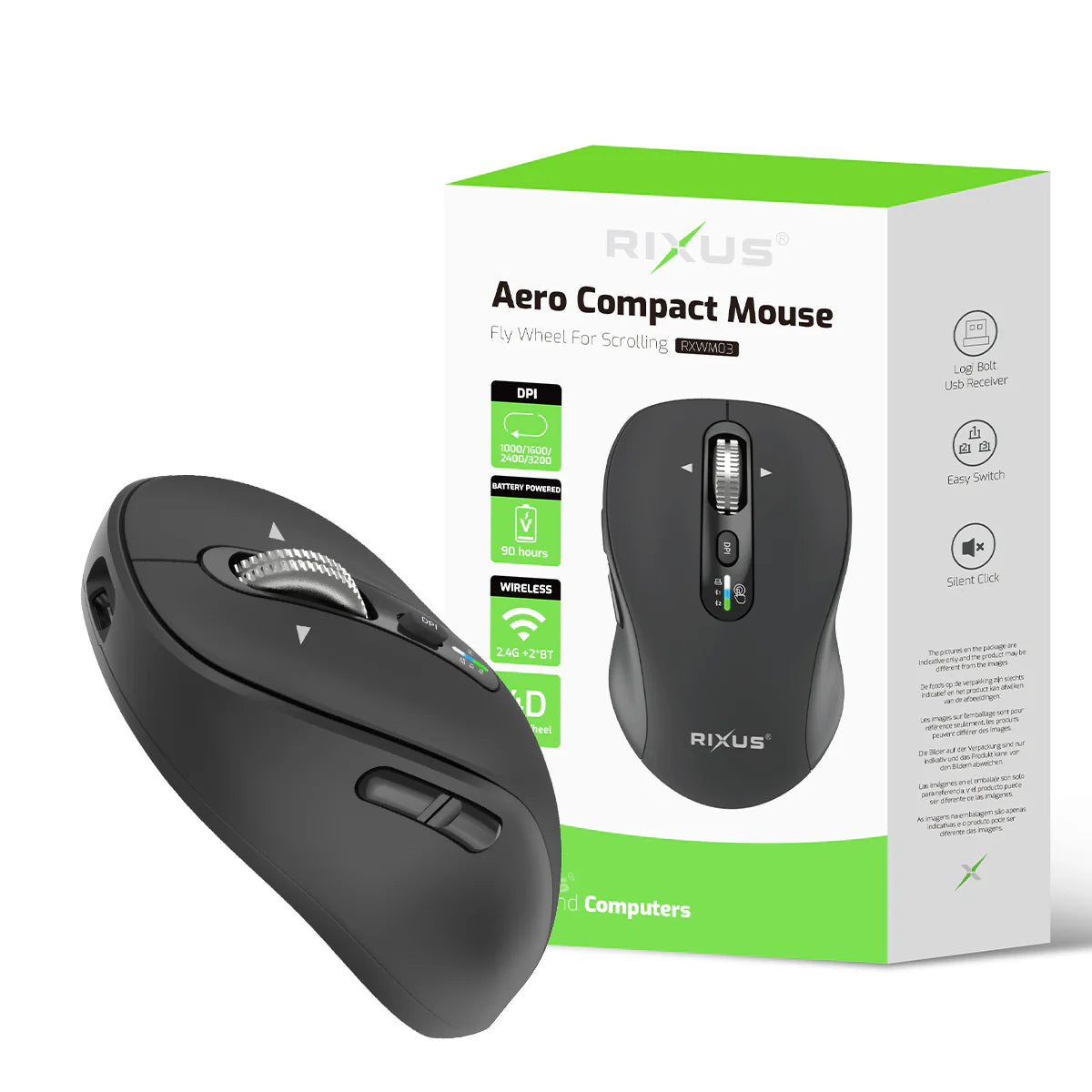 Rixus Aero Compact Kabellose Maus – Schwarz - Phonebazaar