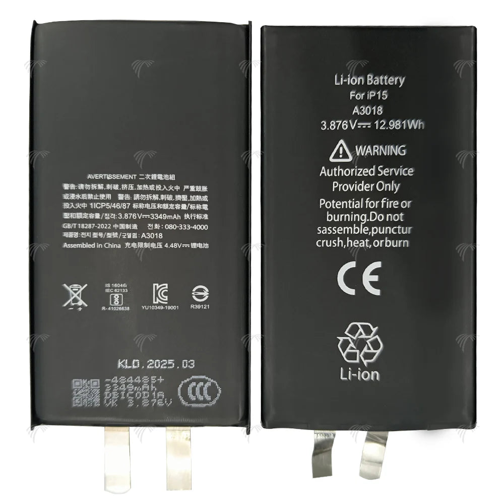 Für iPhone 15 Akku (Punktschweißen erforderlich) 3349 mAh ohne BMS/IC